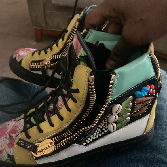 Giuseppe Zanottis Pink Black Yellow Gold White London Tr Donna Camoscio in Nero - Picture 5 of 8